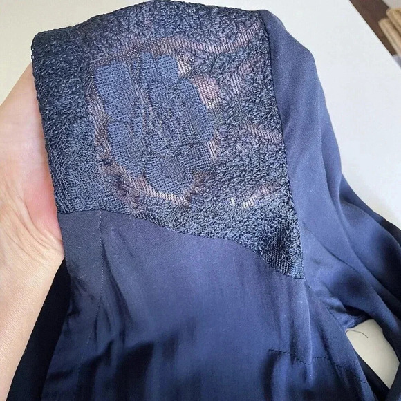 ORFEO Paris Women’s Maxi Dress Medium Navy Blue Sheer Cover Up Long Sleeve Beach - Picture 4 of 12